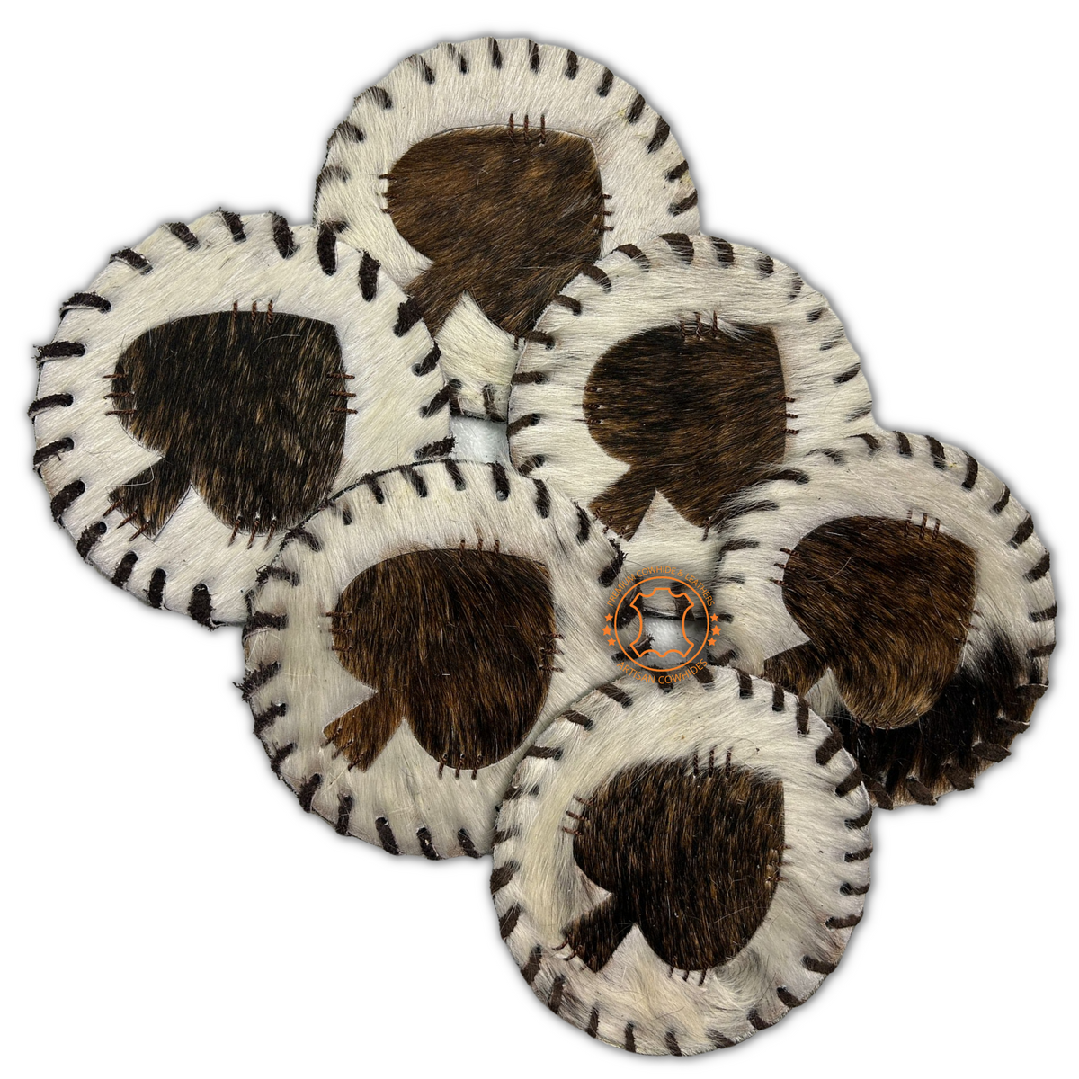 Natural Cowhide Coaster Assorted Tones Set of 8 pcs Drink Coasters Round  Leather 4.5
