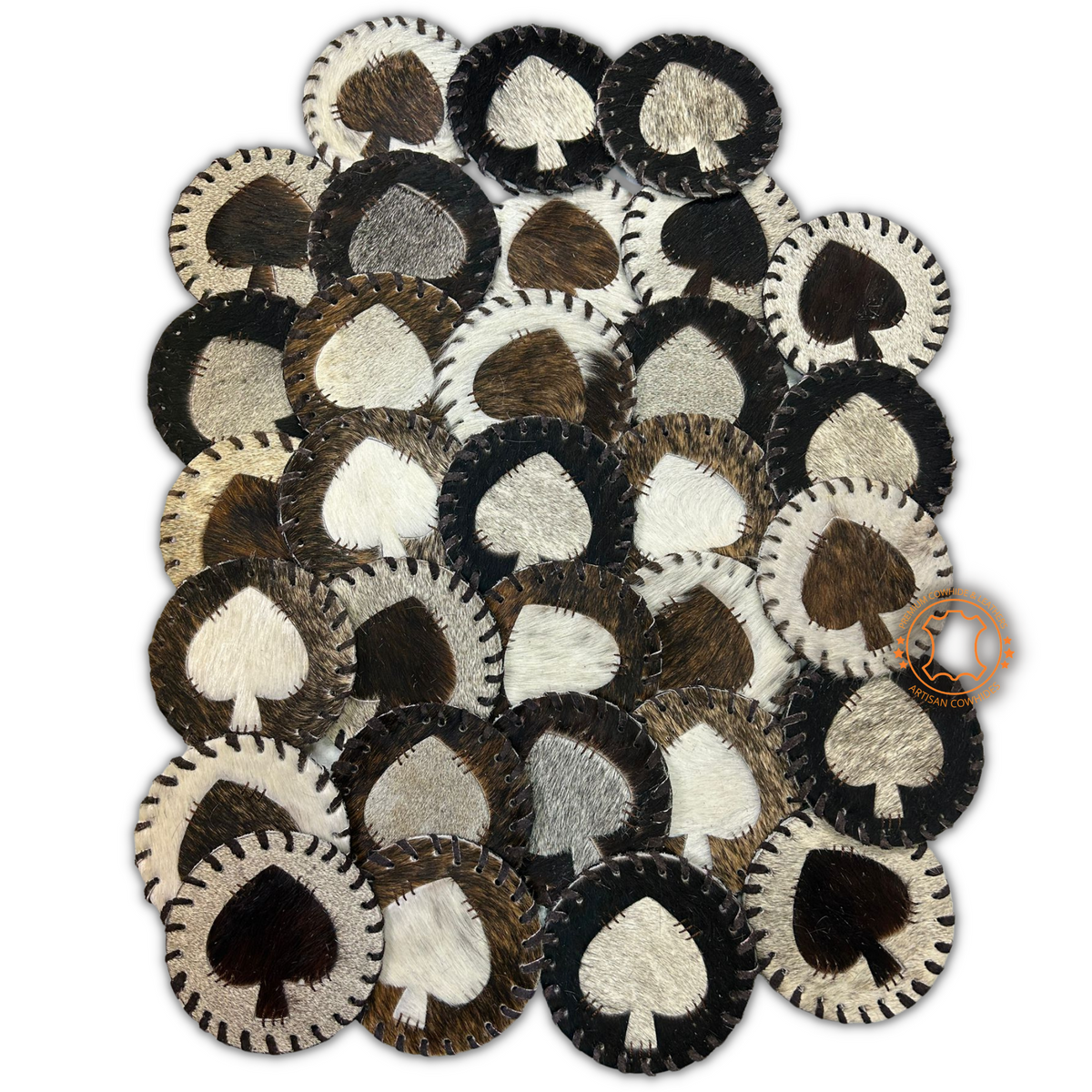Cowhide Coasters Round Shape 4.5'' Table Decoration 