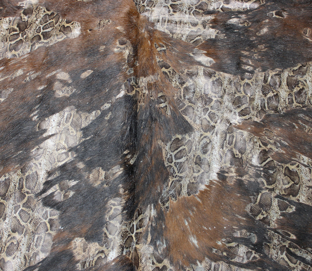 Snake Print on tricolor COWHIDE 81x74 INCHES Premium Cowhide Leathe