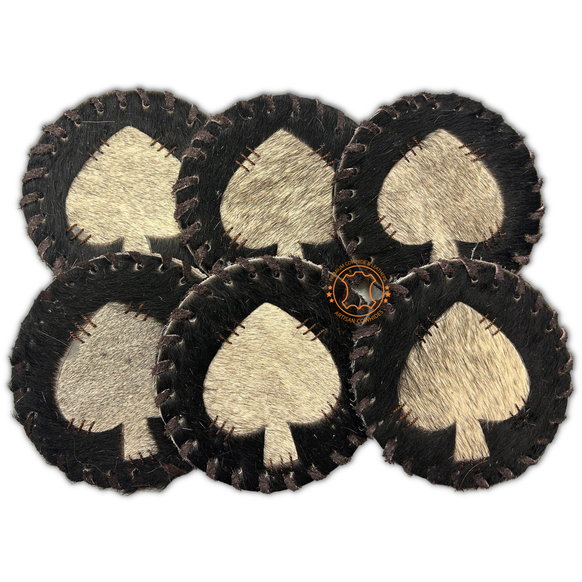 Spade Cowhide Coaster Assorted - Size 4.5 Inches - Genuine Cowhide Coa –  Artisan Cowhides