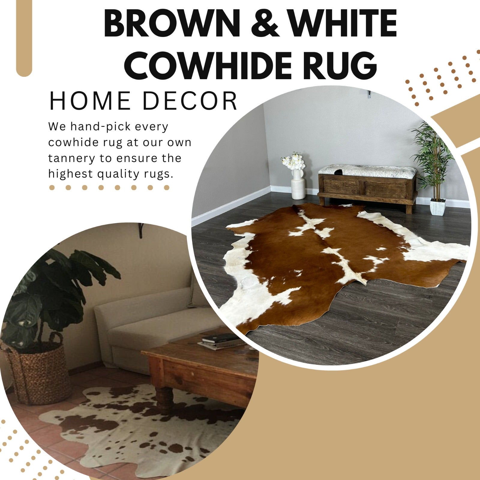 Brown & White Cowhide Rug – SIZE: 7'9