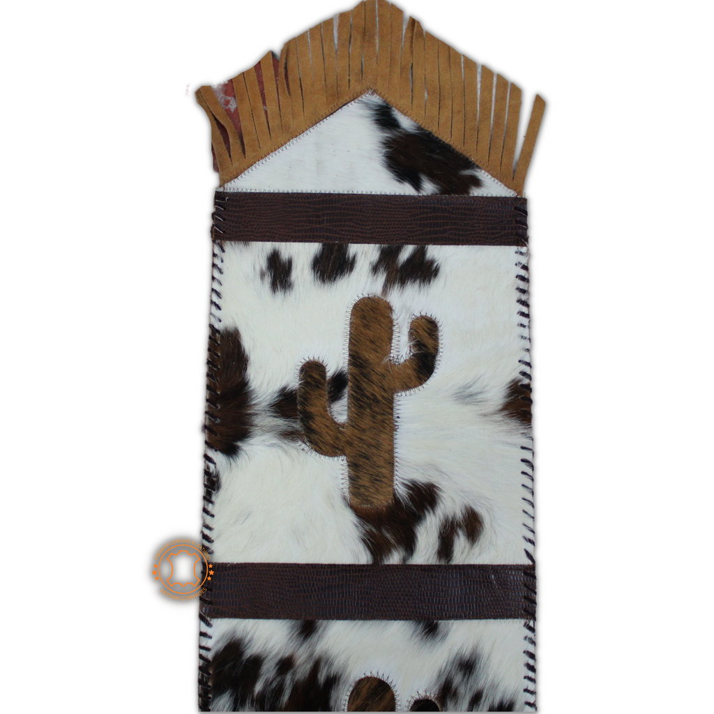 Cactus Table Runner Cowhide on Brindol Cowhide- 96 inches long - Table Decor Runner