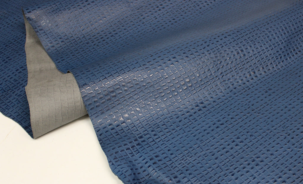 ROYAL BLUE CAIMAN EMBOSSED LEATHER:
