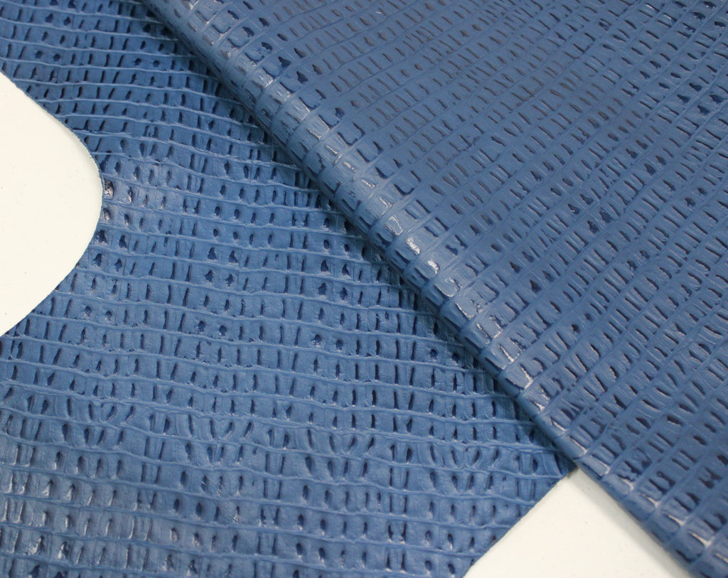 ROYAL BLUE CAIMAN EMBOSSED LEATHER: