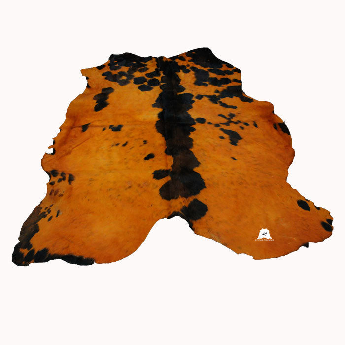 Orange& Black Dyed COWHIDE RUG – Size: 83 x 71 Inches | 210 x 180 CM – Premium Cow Hide Rug