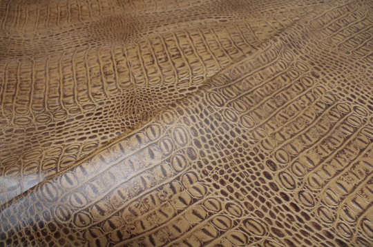 TAN EMBOSSED CROCODILE LEATHER : Genuine Leather 2.5-3 oz. - Perfect for Handbags and Leather Crafts!
