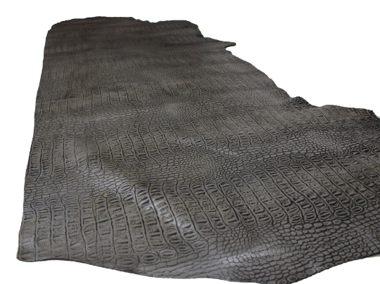 SILVER EMBOSSED CROCODILE LEATHER : Genuine Leather 2.5-3 oz. - Perfect for Handbags and Leather Crafts!