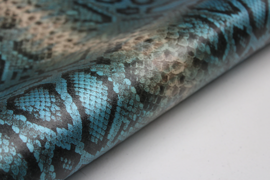Python Metallic Leather PYTHON SNAKE SKIN PRINTED EMBOSSED LEATHER Blue Metallic: Genuine Leat ...